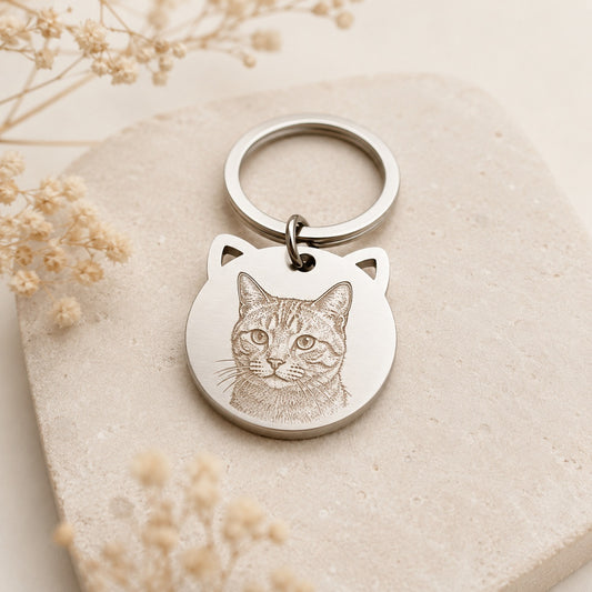 Schlüsselanhänger Katze mit Lasergravur – Süß, Persönlich & Einzigartig
